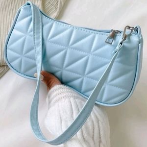 NWT Baby Blue Baguette Shoulder Bag Vegan Leather Size Small